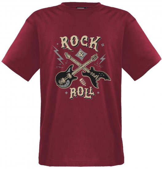 Adamo Rock and Roll Comfort Fit T-Shirt Red - T-shirts med tryck i stora storlekar - T-shirts med tryck i stora storlekar