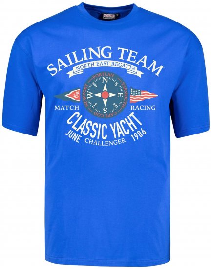 Adamo Motivshirt Sailing Comfort Fit Royal Blue - T-shirts - Stora T-shirts - 2XL-14XL