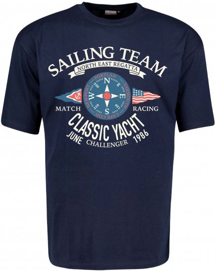 Adamo Sailing Comfort Fit T-Shirt Navy - T-shirts med tryck i stora storlekar - T-shirts med tryck i stora storlekar