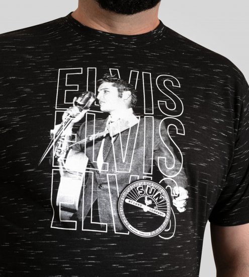 D555 Official Elvis Presley Printed T-Shirt Black - T-shirts med tryck i stora storlekar - T-shirts med tryck i stora storlekar