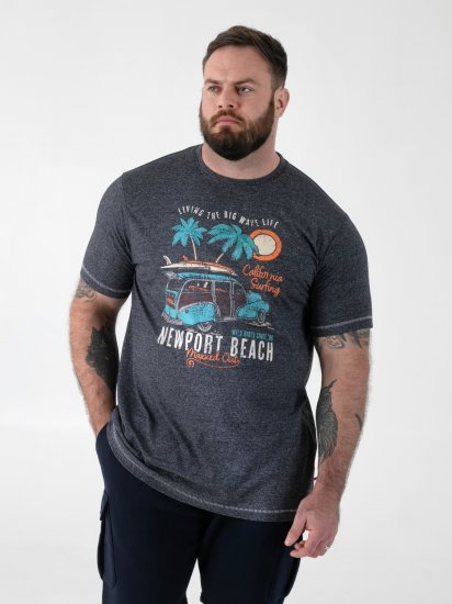 D555 Moyles Newport Beach Woody Car Printed T-Shirt Navy Twist - T-shirts med tryck i stora storlekar - T-shirts med tryck i stora storlekar