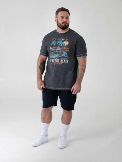 D555 Moyles Newport Beach Woody Car Printed T-Shirt Navy Twist - T-shirts med tryck i stora storlekar - T-shirts med tryck i stora storlekar