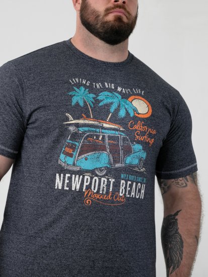 D555 Moyles Newport Beach Woody Car Printed T-Shirt Navy Twist - T-shirts med tryck i stora storlekar - T-shirts med tryck i stora storlekar