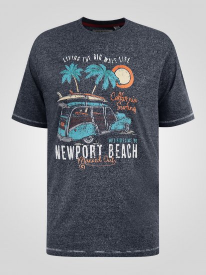 D555 Moyles Newport Beach Woody Car Printed T-Shirt Navy Twist - T-shirts med tryck i stora storlekar - T-shirts med tryck i stora storlekar