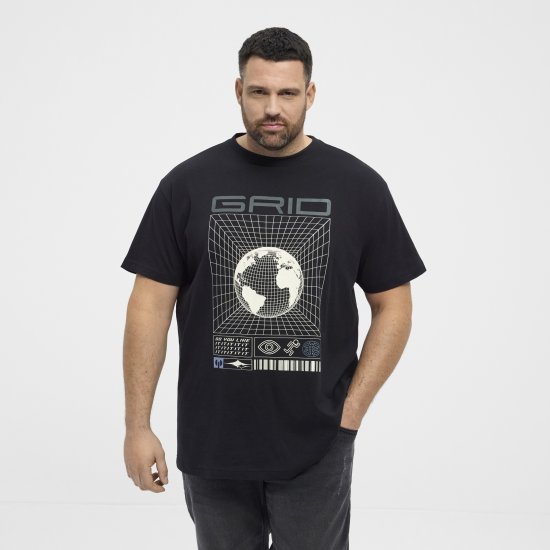 North Latitude 53333 Grid Printed T-Shirt Black - T-shirts - Stora T-shirts - 2XL-14XL
