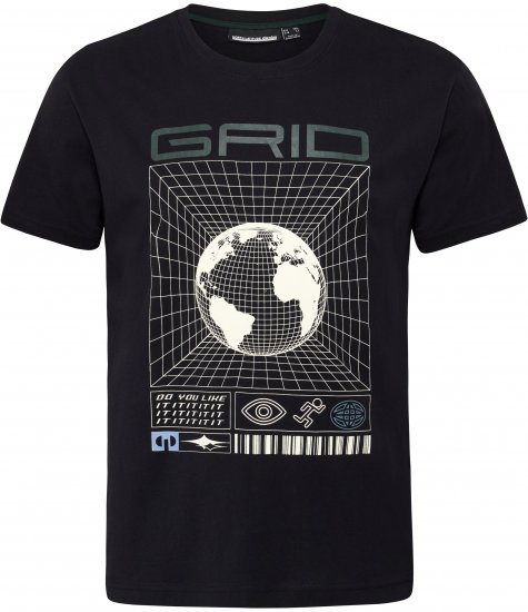 North Latitude 53333 Grid Printed T-Shirt Black - T-shirts - Stora T-shirts - 2XL-14XL