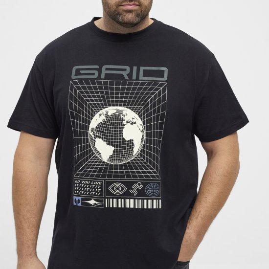 North Latitude 53333 Grid Printed T-Shirt Black - T-shirts - Stora T-shirts - 2XL-14XL