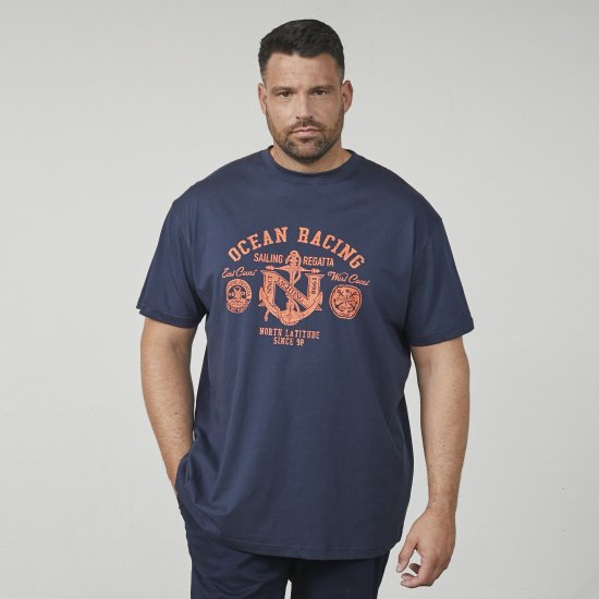 North Latitude 61121 T-Shirt med Tryck Marinblå - T-shirts - Stora T-shirts - 2XL-14XL