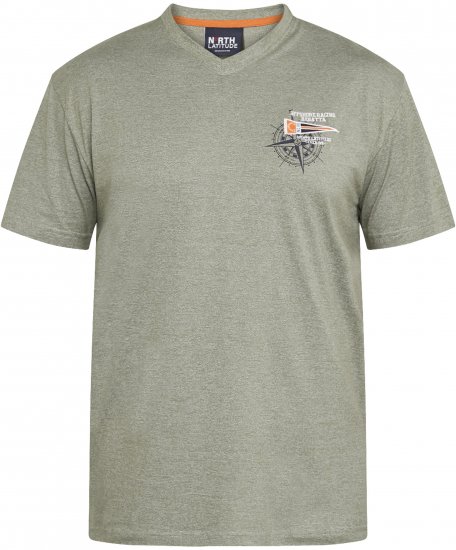 North Latitude 61124 Randig T-Shirt Olivgrön - T-shirts - Stora T-shirts - 2XL-14XL