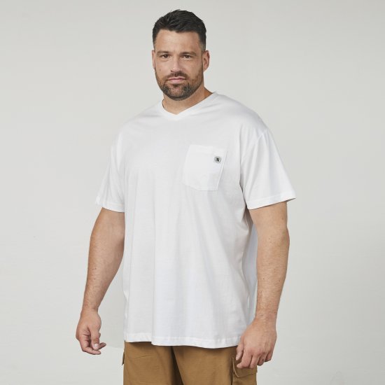 North Latitude 61322 V-ringad T-Shirt Vit - T-shirts - Stora T-shirts - 2XL-14XL