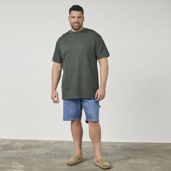North Latitude 61324 Strukturerad T-Shirt Mörkgrön - T-shirts - Stora T-shirts - 2XL-14XL