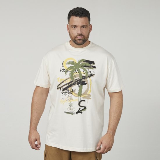 North Latitude 61360 Palm Printed T-Shirt Off White - T-shirts med tryck i stora storlekar - T-shirts med tryck i stora storlekar