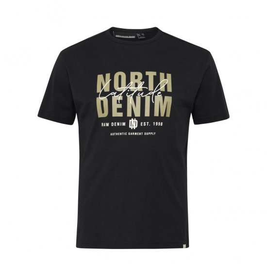 North Latitude Denim Printed Logo T-Shirt Black - T-shirts - Stora T-shirts - 2XL-14XL