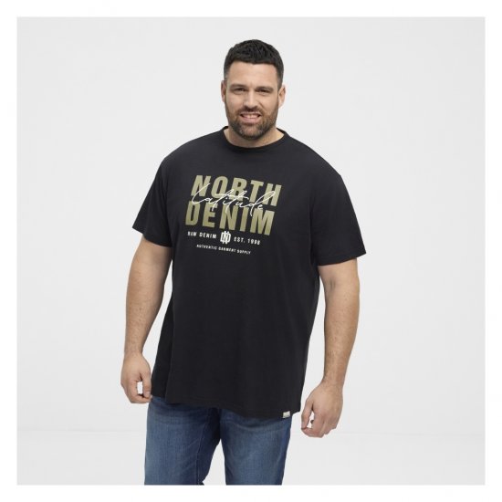 North Latitude Denim Printed Logo T-Shirt Black - T-shirts - Stora T-shirts - 2XL-14XL