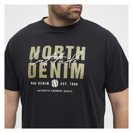 North Latitude Denim Printed Logo T-Shirt Black - T-shirts - Stora T-shirts - 2XL-14XL
