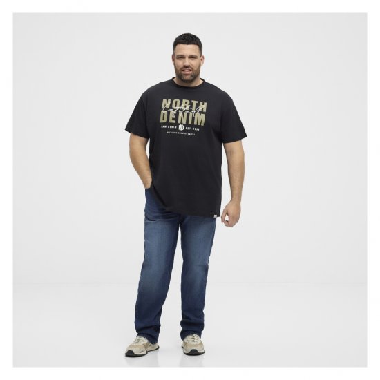 North Latitude Denim Printed Logo T-Shirt Black - T-shirts - Stora T-shirts - 2XL-14XL