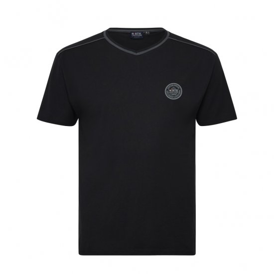 North Latitude Pyjama T-Shirt V-Neck Short Sleeve Black - Pyjamas/Loungewear - Pyjamas för herrar i stora storlekar