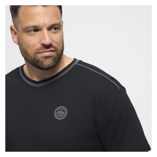 North Latitude Pyjama T-Shirt V-Neck Short Sleeve Black - Pyjamas/Loungewear - Pyjamas för herrar i stora storlekar