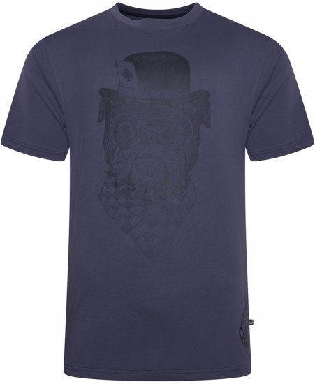 Kam Jeans 5794 Bulldog Printed T-Shirt Navy - T-shirts med tryck i stora storlekar - T-shirts med tryck i stora storlekar