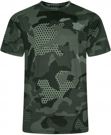 Kam Jeans AP016 Camo Technical T-Shirt Charcoal - T-shirts med tryck i stora storlekar - T-shirts med tryck i stora storlekar