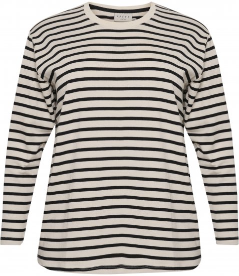 Kaffe Curve Winni Långärmad T-shirt Randig Antikvit / Svart - T-shirts - 