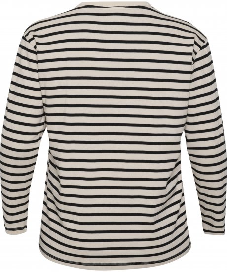 Kaffe Curve Winni Långärmad T-shirt Randig Antikvit / Svart - T-shirts - 