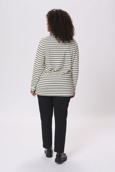 Kaffe Curve Winni Långärmad T-shirt Randig Antikvit / Svart - T-shirts - 