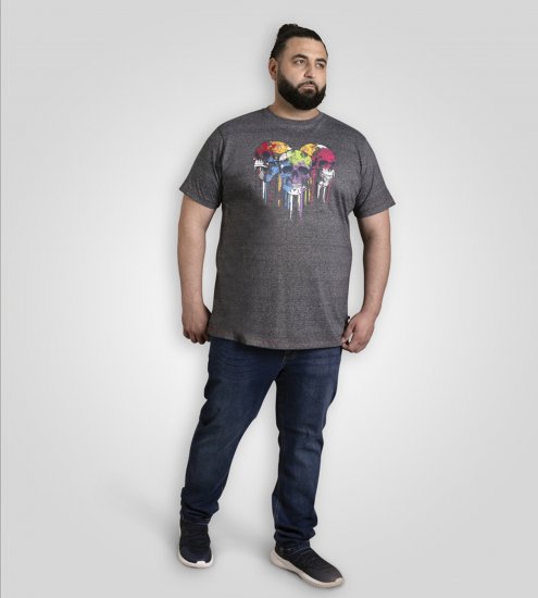 D555 Coalville T-Shirt Skulls with Colored Drips Navy Twist - T-shirts - Stora T-shirts - 2XL-14XL