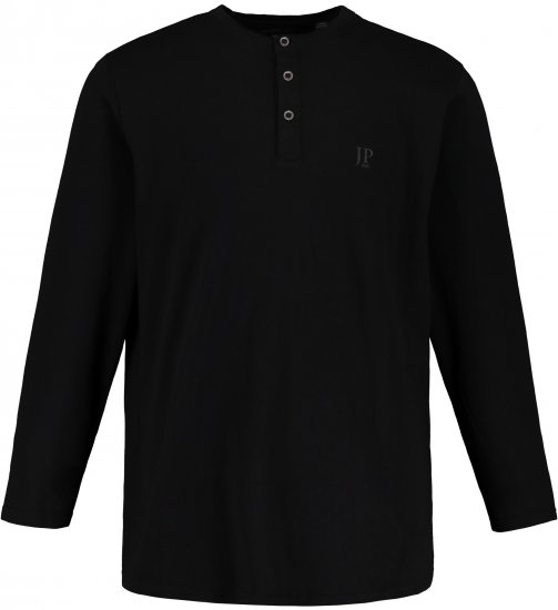 JP1880 Henley T-Shirt Long Sleeve Black TALL - HERRKLÄDER MT-6XLT - Kläder för långa män