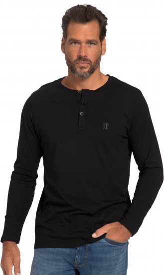 JP1880 Henley T-Shirt Long Sleeve Black TALL - HERRKLÄDER MT-6XLT - Kläder för långa män