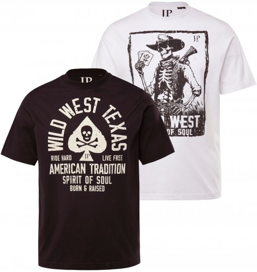 JP1880 T-Shirt 2-Pack Wild West Black And White - T-shirts - Stora T-shirts - 2XL-14XL