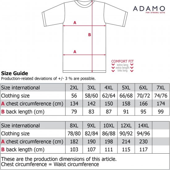 Adamo Motivshirt Comfort Fit College Grey - T-shirts - Stora T-shirts - 2XL-14XL
