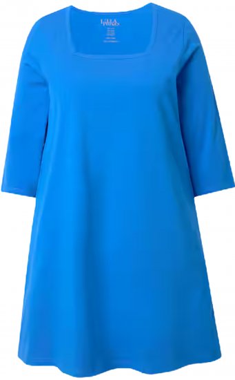 Ulla Popken Square Neckline Knit Swing A-line Pocket Tunic Lapis Blue - T-shirts - 