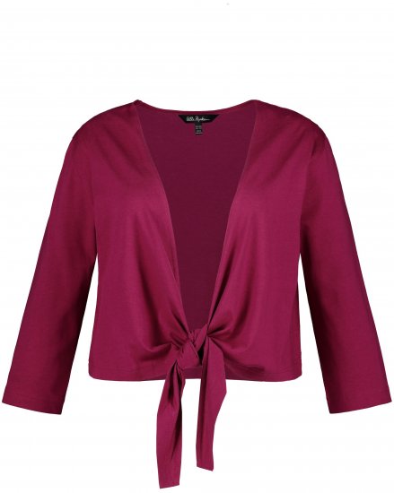 Ulla Popken Versatile Surplice Wrap Tie Hem Bolero Top Magnolia Red - T-shirts - 