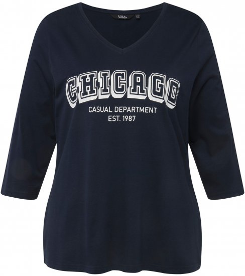 Ulla Popken City Name Graphic Tee Navy - Tryckta T-shirts för dam i stora storlekar - 