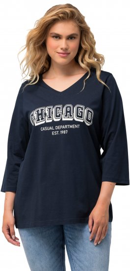 Ulla Popken City Name Graphic Tee Navy - Tryckta T-shirts för dam i stora storlekar - 