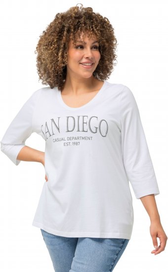 Ulla Popken City Name Graphic Tee Snow White - Tryckta T-shirts för dam i stora storlekar - 