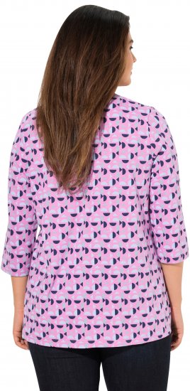 Ulla Popken Geometric Pattern 3/4 Sleeve Tee Amethyst - Tryckta T-shirts för dam i stora storlekar - 