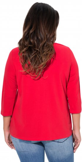 Ulla Popken Floral Graphic V-Neck Tee Lychee - Tryckta T-shirts för dam i stora storlekar - 