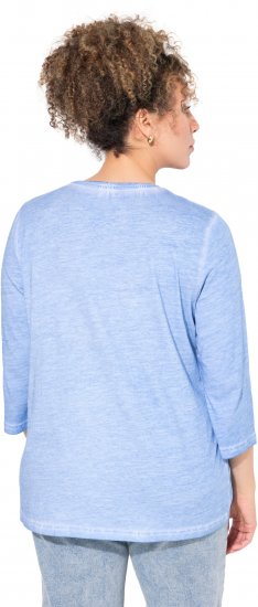 Ulla Popken UNIQUE Embroidered 3/4 Sleeve Tee Light Blue - T-shirts - 