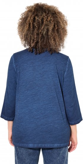 Ulla Popken UNIQUE Embroidered 3/4 Sleeve Tee Ink Blue - T-shirts - 