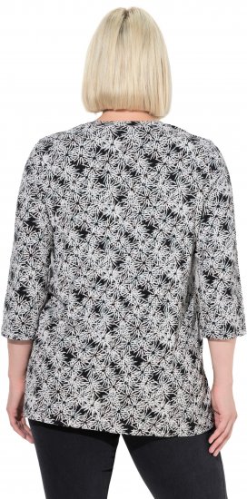 Ulla Popken Graphic Flower A-Line 3/4 Sleeve Tee Soft Light Blue - T-shirts - 