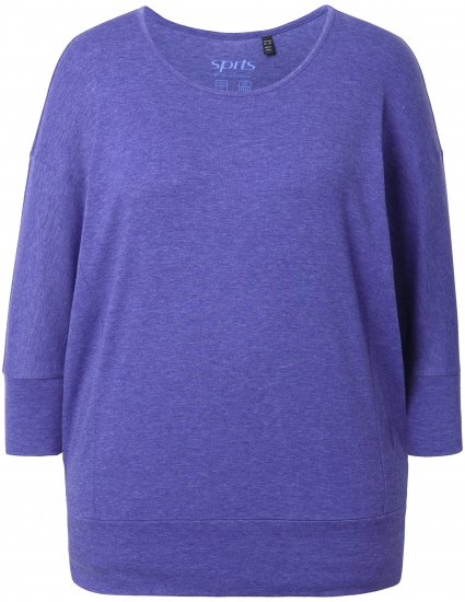 Ulla Popken Quick Drying Batwing Sleeve Tee Blueberry - Tryckta T-shirts för dam i stora storlekar - 