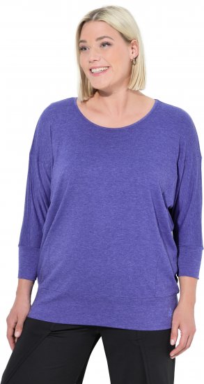 Ulla Popken Quick Drying Batwing Sleeve Tee Blueberry - Tryckta T-shirts för dam i stora storlekar - 