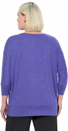 Ulla Popken Quick Drying Batwing Sleeve Tee Blueberry - Tryckta T-shirts för dam i stora storlekar - 