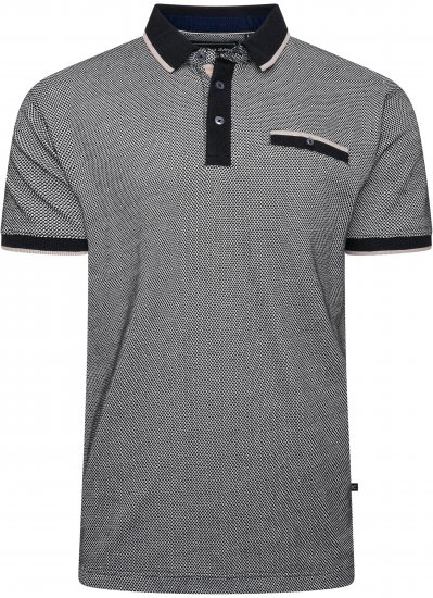 Kam Jeans 5525 Raised Dobby Fabric Polo with Tipping Black - Pikétröjor - Stora pikétröjor - 2XL-8XL