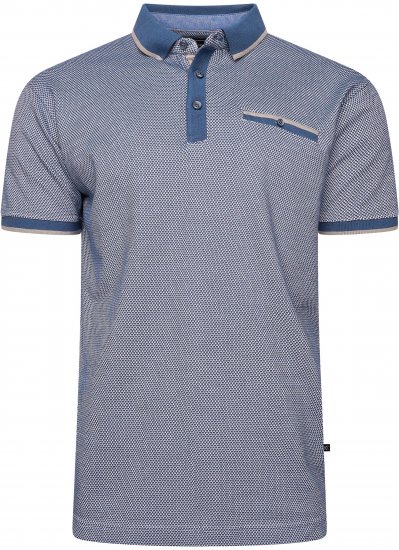 Kam Jeans 5525 Raised Dobby Fabric Polo with Tipping Indigo - Pikétröjor - Stora pikétröjor - 2XL-8XL