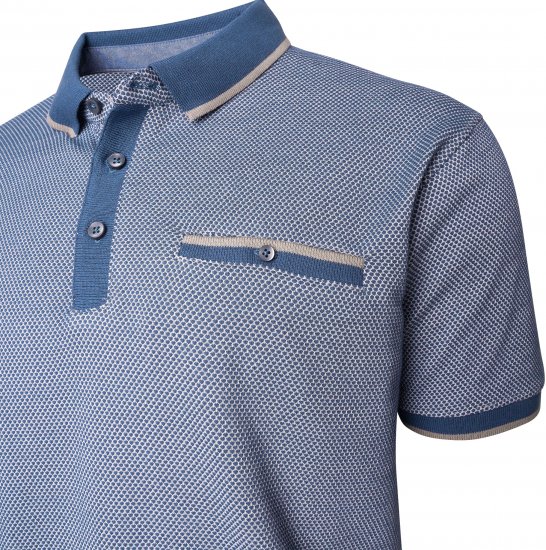 Kam Jeans 5525 Raised Dobby Fabric Polo with Tipping Indigo - Pikétröjor - Stora pikétröjor - 2XL-8XL