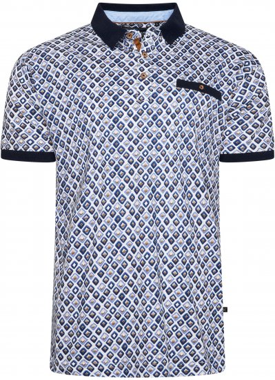 Kam Jeans 5526 AOP Diamond Jersey Polo with Contracts Collar/Cuffs Navy - Pikétröjor - Stora pikétröjor - 2XL-8XL