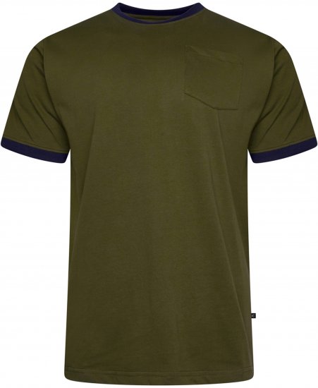 Kam Jeans 5781 Ringer Tee with Shoulder Tape Dark Olive - T-shirts - Stora T-shirts - 2XL-14XL
